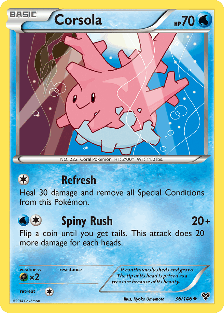 Corsola #36 from XY - Uncommon - Illustrated by Kyoko Umemoto