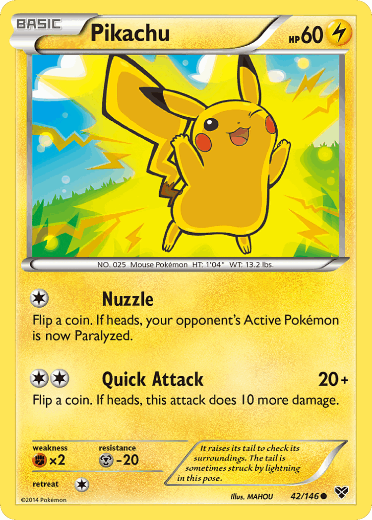 Pikachu #42 from XY - Common - Illustrated by MAHOU