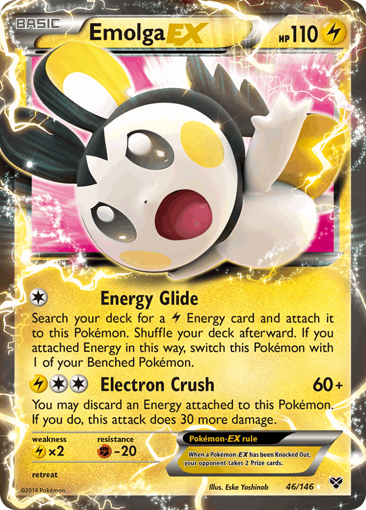 Emolga-EX #46 from XY - Rare Holo EX - Illustrated by Eske Yoshinob