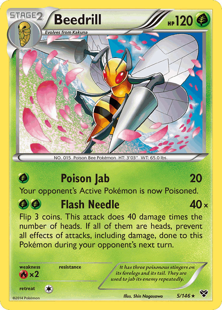 Beedrill #5 from XY - Rare - Illustrated by Shin Nagasawa