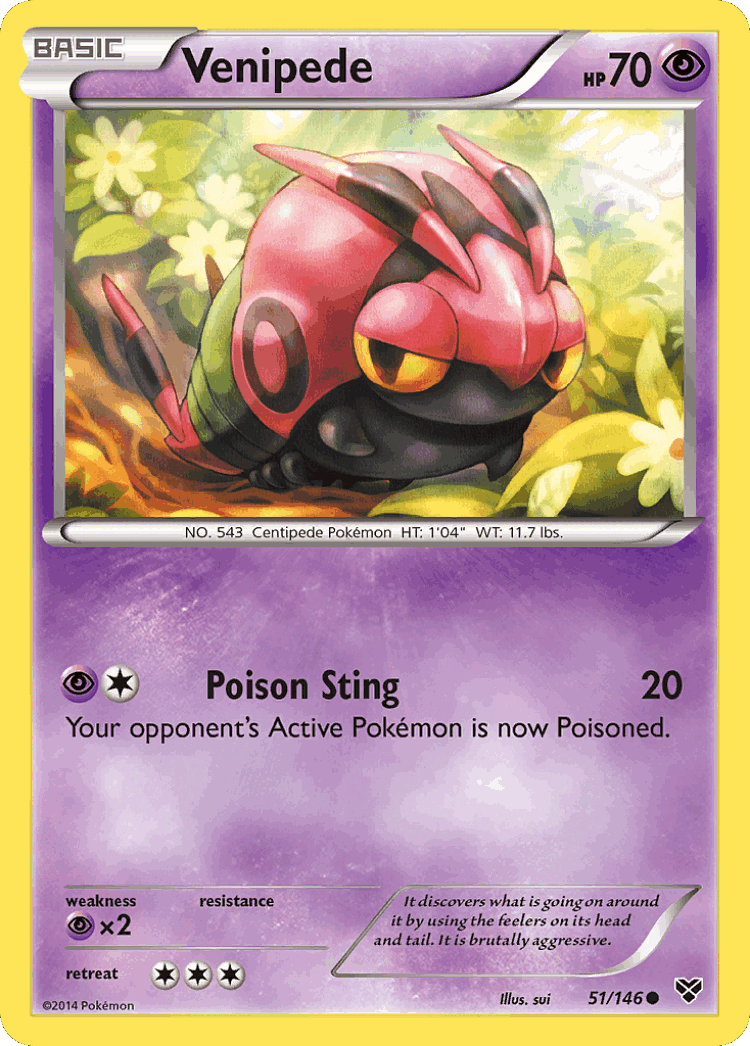 Venipede #51 from XY - Common - Illustrated by sui