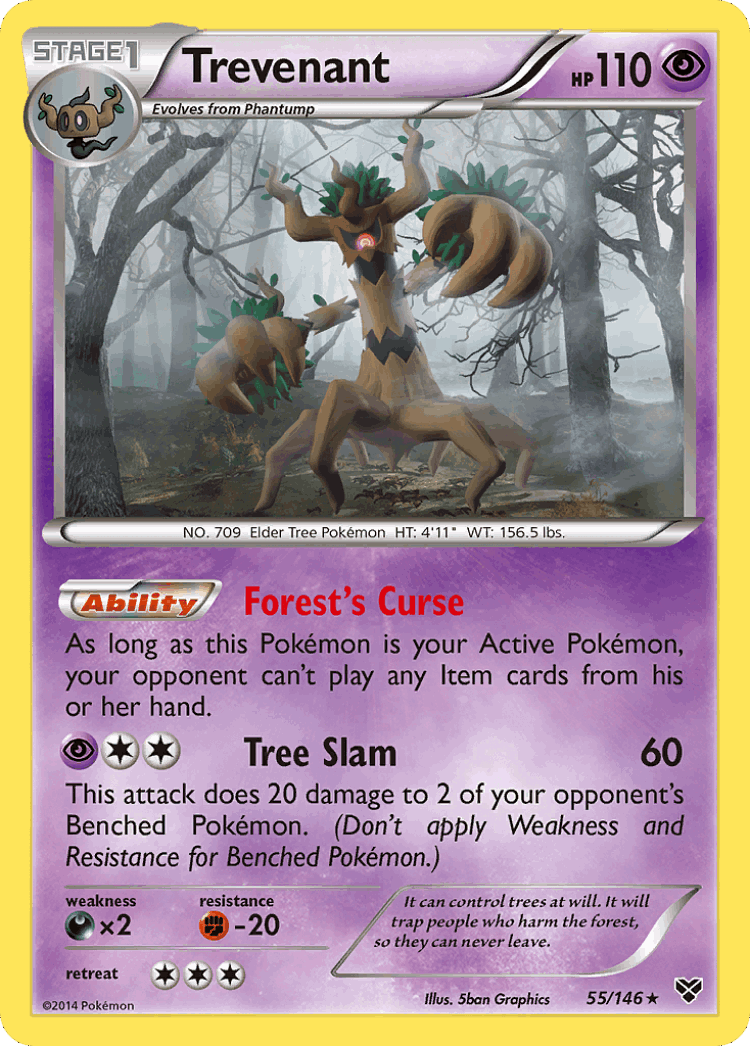 Trevenant #55 from XY - Rare Holo - Illustrated by 5ban Graphics