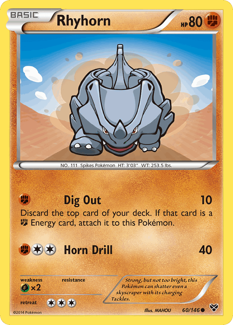 Rhyhorn #60 from XY - Common - Illustrated by MAHOU