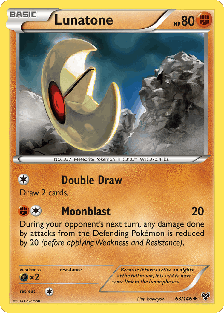Lunatone #63 from XY - Uncommon - Illustrated by kawayoo