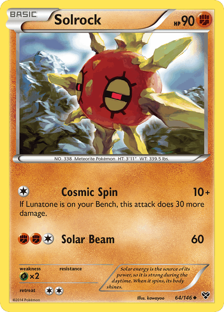 Solrock #64 from XY - Uncommon - Illustrated by kawayoo