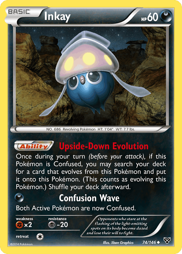 Inkay #74 from XY - Uncommon - Illustrated by 5ban Graphics