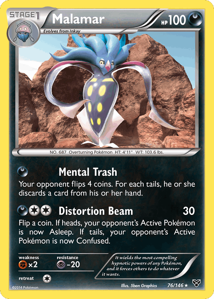 Malamar #76 from XY - Rare - Illustrated by 5ban Graphics