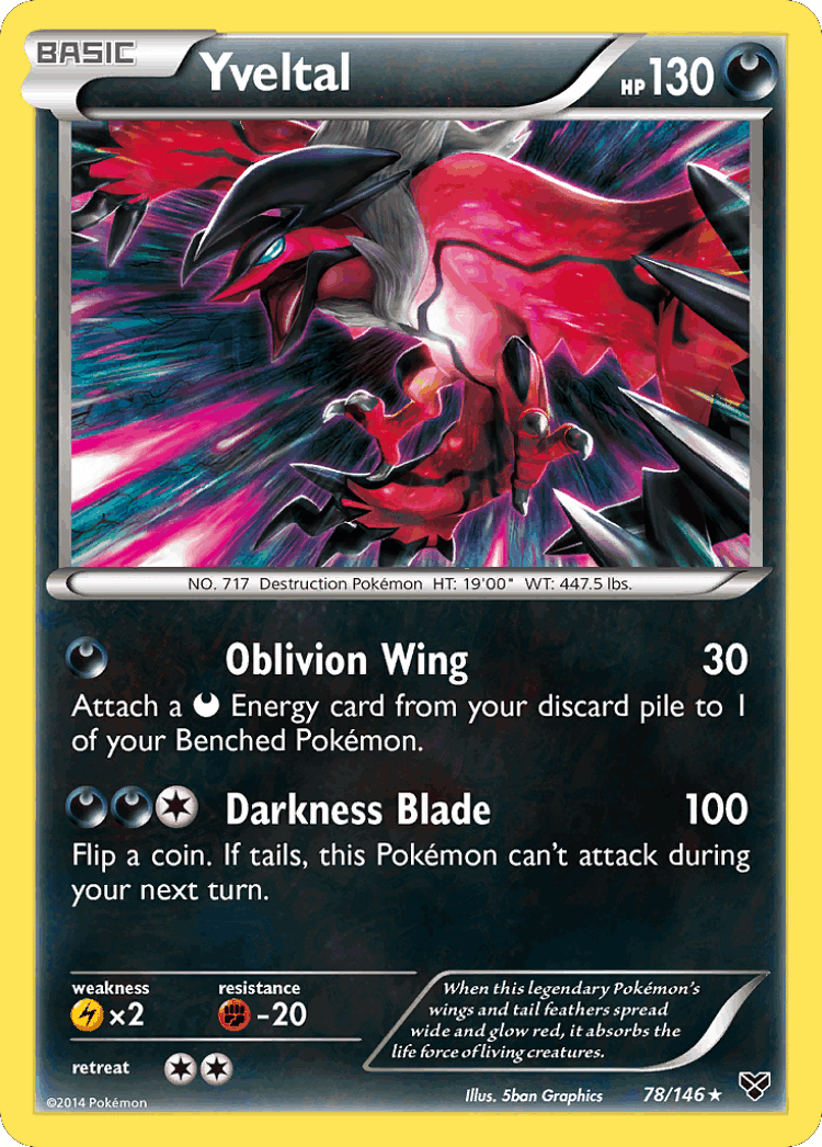 Yveltal #78 from XY - Rare - Illustrated by 5ban Graphics