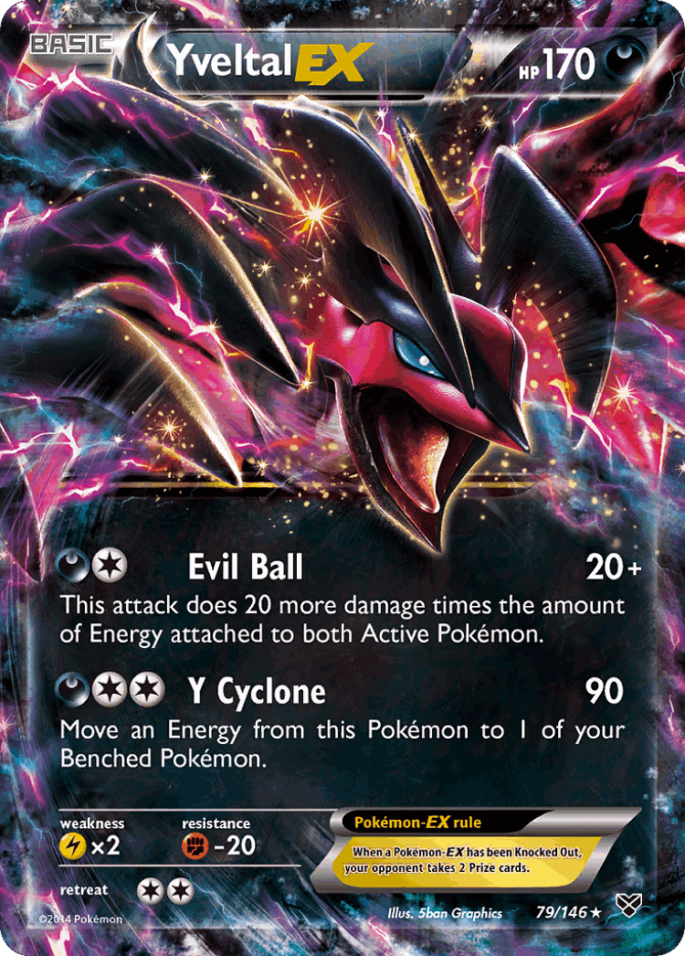 Yveltal-EX #79 from XY - Rare Holo EX - Illustrated by 5ban Graphics