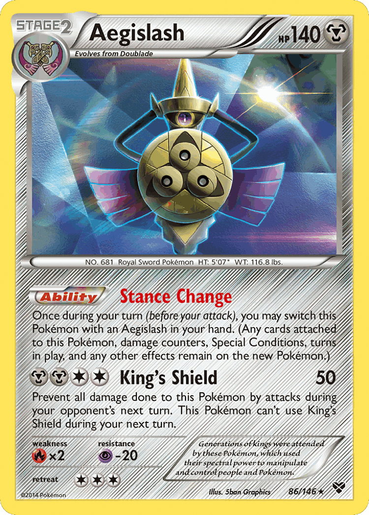 Aegislash #86 from XY - Rare Holo - Illustrated by 5ban Graphics