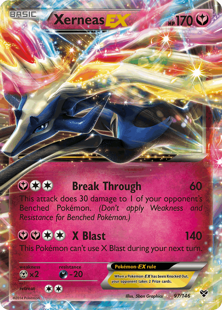 Xerneas-EX #97 from XY - Rare Holo EX - Illustrated by 5ban Graphics