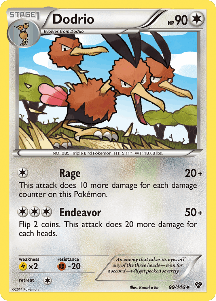 Dodrio #99 from XY - Uncommon - Illustrated by Kanako Eo