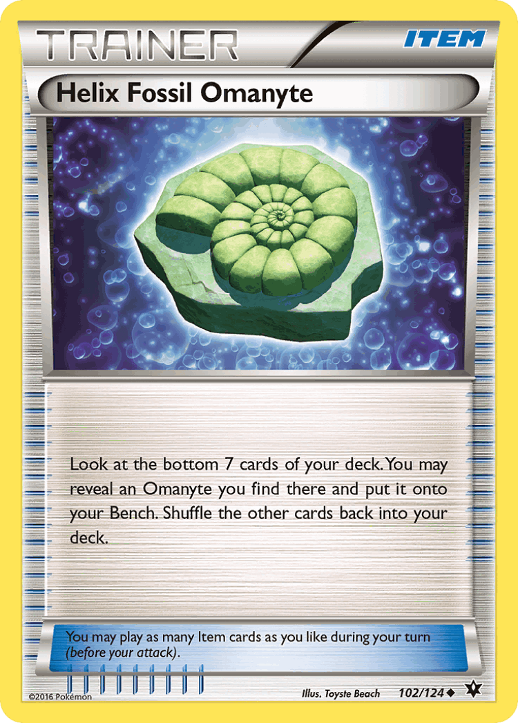Helix Fossil Omanyte #102 from Fates Collide - Uncommon - Illustrated by Toyste Beach