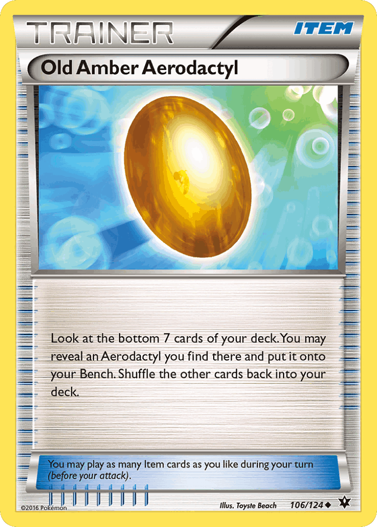 Old Amber Aerodactyl #106 from Fates Collide - Uncommon - Illustrated by Toyste Beach