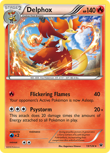 Delphox #13 from Fates Collide - Rare Holo - Illustrated by Kagemaru Himeno