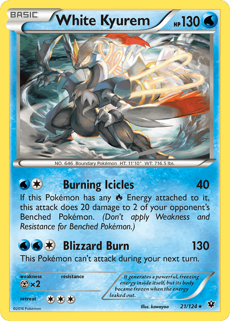 White Kyurem #21 from Fates Collide - Rare Holo - Illustrated by kawayoo