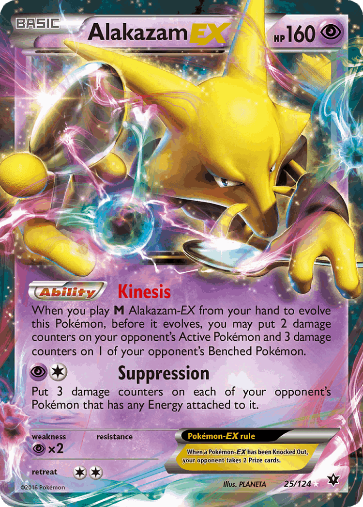 Alakazam-EX #25 from Fates Collide - Rare Holo EX - Illustrated by PLANETA