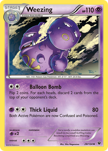 Weezing #28 from Fates Collide - Uncommon - Illustrated by Shin Nagasawa