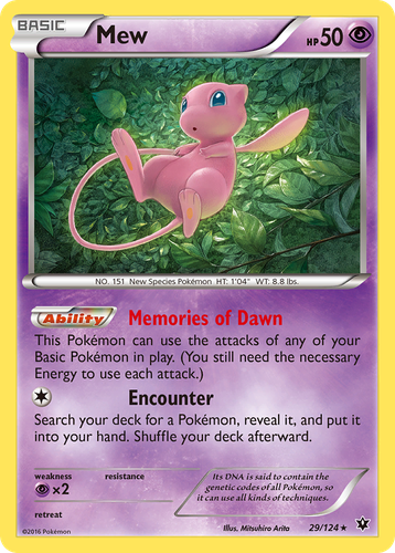 Mew #29 from Fates Collide - Rare Holo - Illustrated by Mitsuhiro Arita