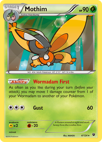 Mothim #4 from Fates Collide - Rare - Illustrated by MAHOU