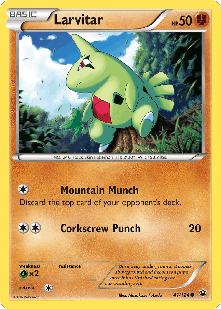 Larvitar #41 from Fates Collide - Common - Illustrated by Masakazu Fukuda