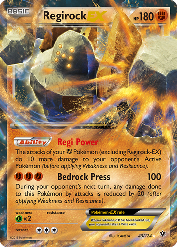 Regirock-EX #43 from Fates Collide - Rare Holo EX - Illustrated by PLANETA
