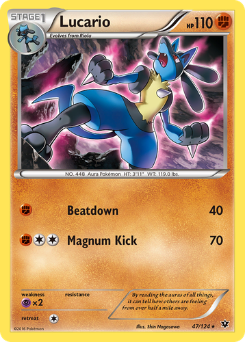 Lucario #47 from Fates Collide - Rare - Illustrated by Shin Nagasawa