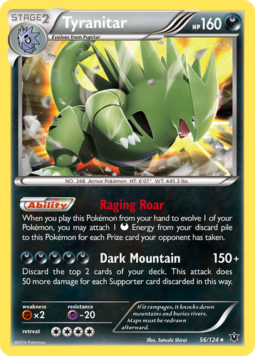 Tyranitar #56 from Fates Collide - Rare Holo - Illustrated by Satoshi Shirai