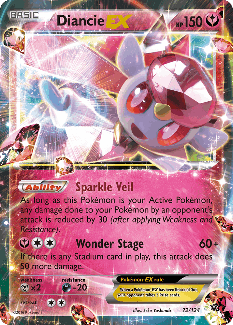 Diancie-EX #72 from Fates Collide - Rare Holo EX - Illustrated by Eske Yoshinob