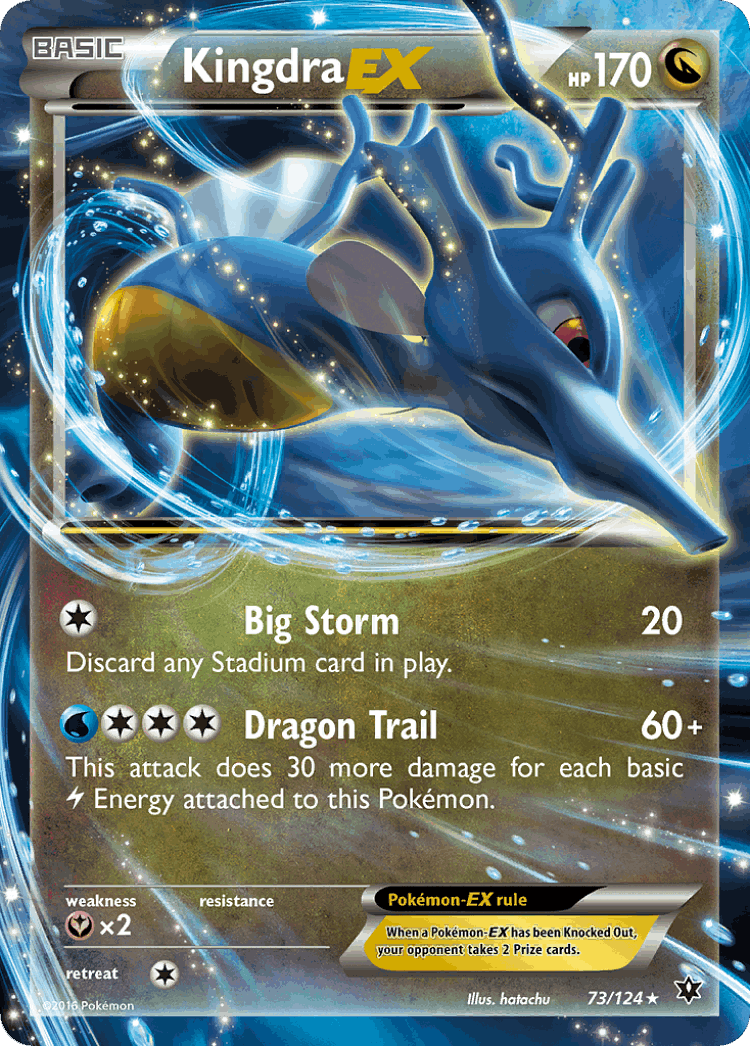 Kingdra-EX #73 from Fates Collide - Rare Holo EX - Illustrated by hatachu