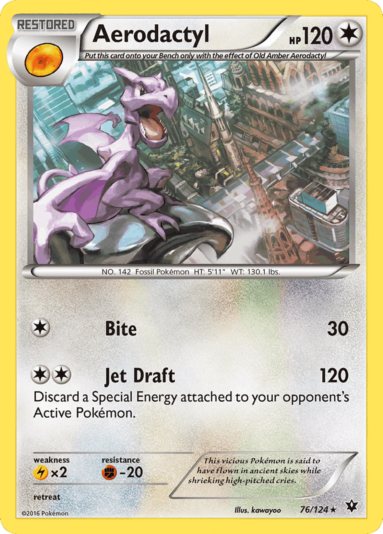 Aerodactyl #76 from Fates Collide - Rare - Illustrated by kawayoo