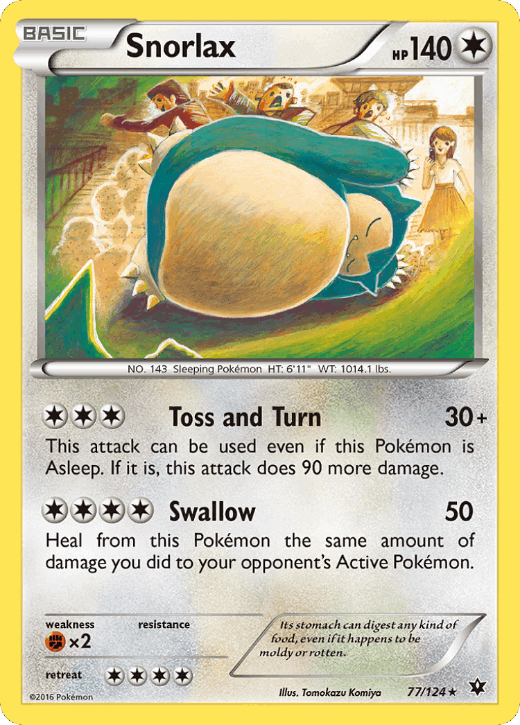 Snorlax #77 from Fates Collide - Rare - Illustrated by Tomokazu Komiya