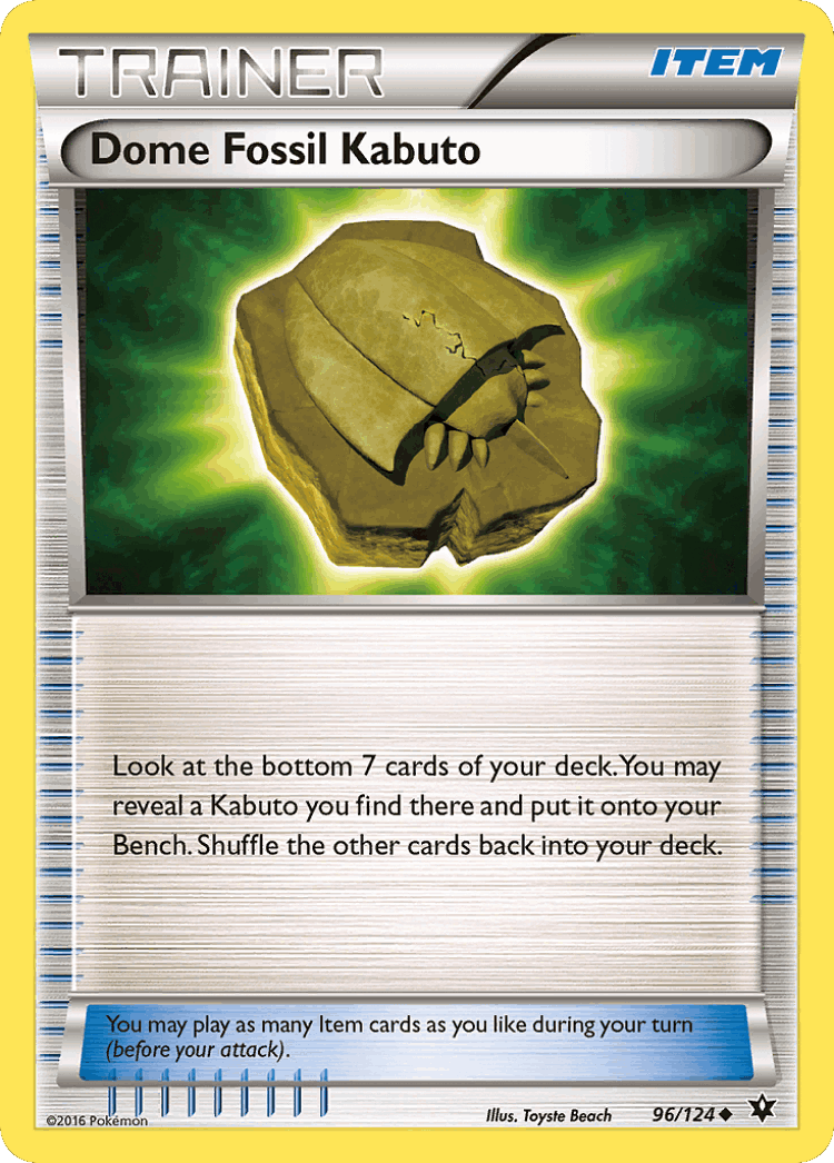 Dome Fossil Kabuto #96 from Fates Collide - Uncommon - Illustrated by Toyste Beach
