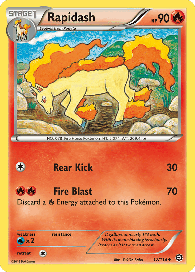 Rapidash #17 from Steam Siege - Uncommon - Illustrated by Yukiko Baba