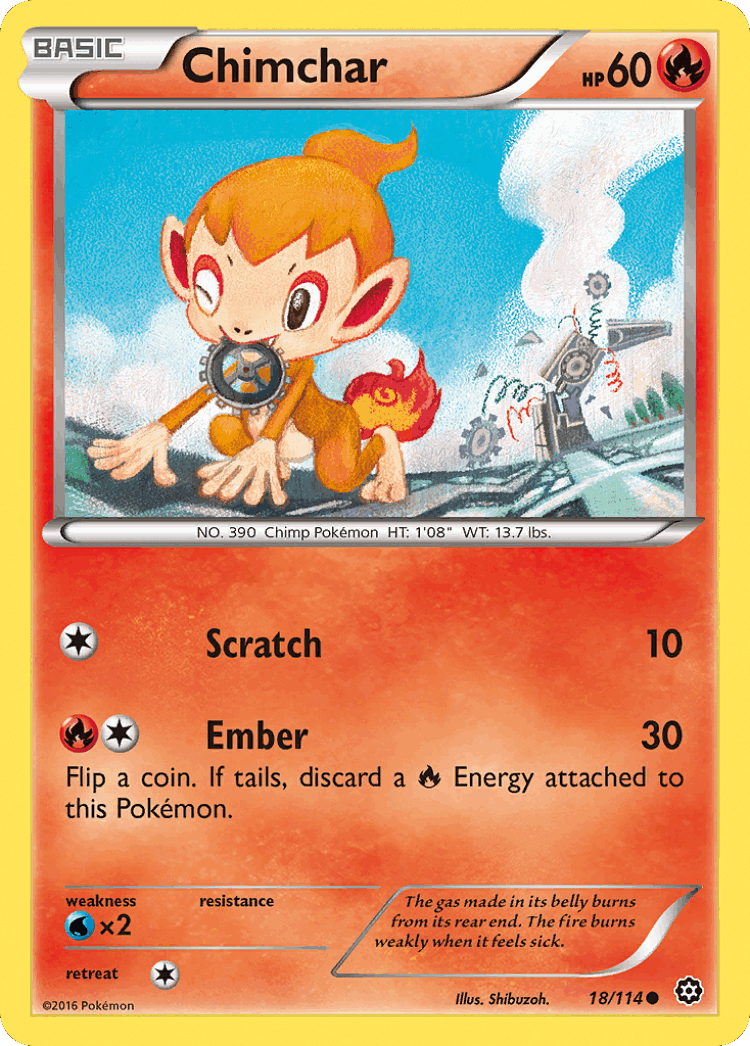 Chimchar #18 from Steam Siege - Common - Illustrated by Shibuzoh.