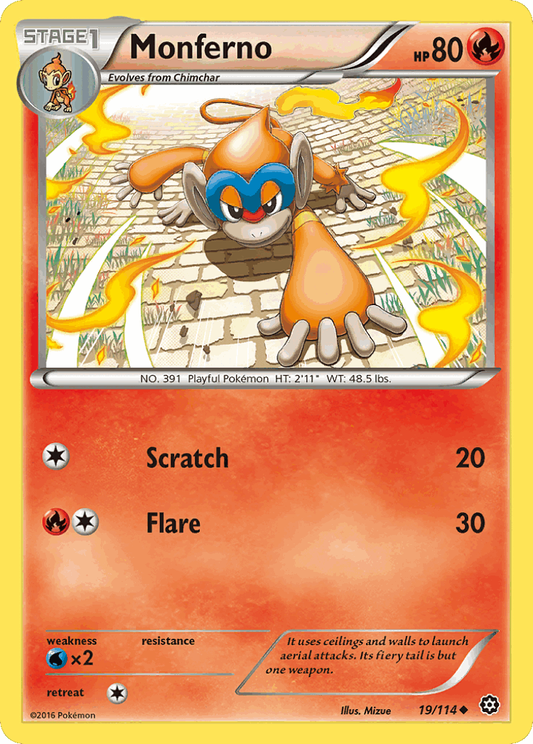 Monferno #19 from Steam Siege - Uncommon - Illustrated by Mizue