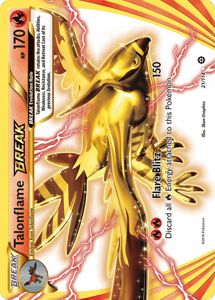 Talonflame BREAK #21 from Steam Siege - Rare BREAK - Illustrated by 5ban Graphics