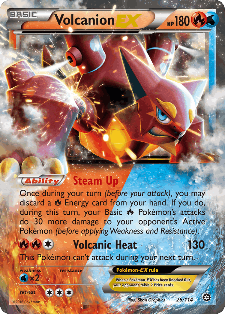 Volcanion-EX #26 from Steam Siege - Rare Holo EX - Illustrated by 5ban Graphics