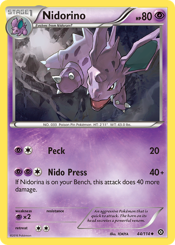 Nidorino #44 from Steam Siege - Uncommon - Illustrated by TOKIYA
