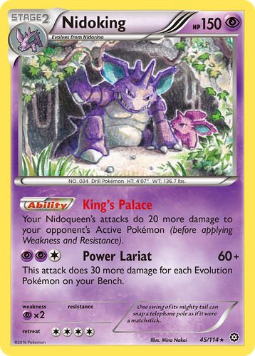 Nidoking #45 from Steam Siege - Rare - Illustrated by Mina Nakai