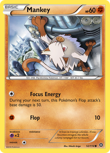 Mankey #52 from Steam Siege - Common - Illustrated by Hitoshi Ariga