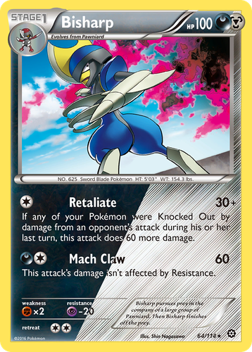 Bisharp #64 from Steam Siege - Rare Holo - Illustrated by Shin Nagasawa