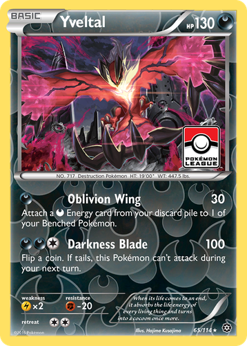 Yveltal #65 from Steam Siege - Rare Holo - Illustrated by Hajime Kusajima