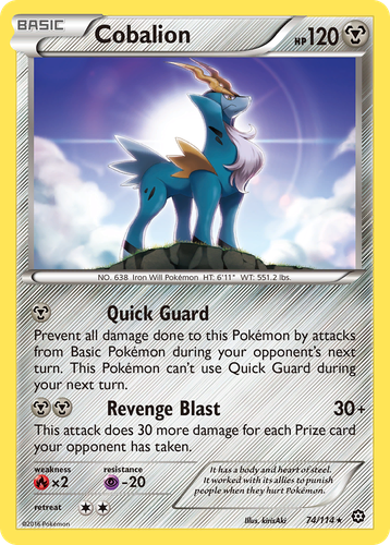 Cobalion #74 from Steam Siege - Rare - Illustrated by kirisAki