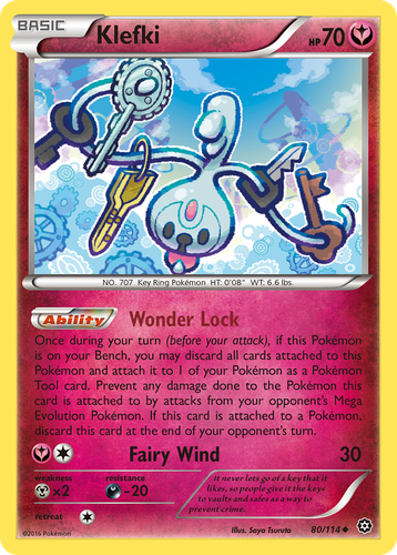 Klefki #80 from Steam Siege - Uncommon - Illustrated by Saya Tsuruta