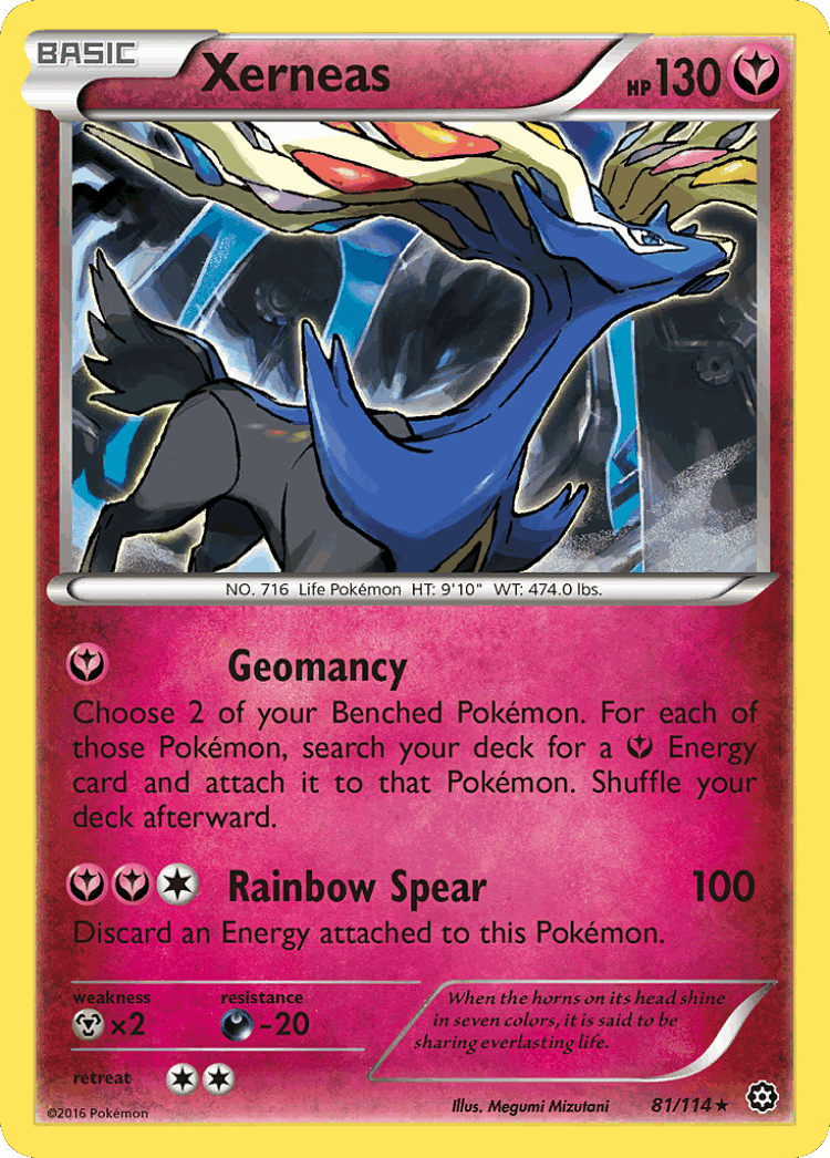 Xerneas #81 from Steam Siege - Rare Holo - Illustrated by Megumi Mizutani