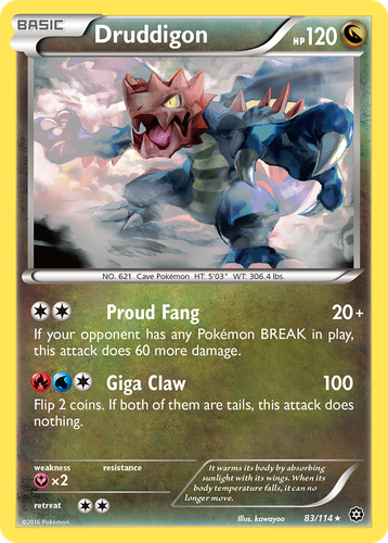 Druddigon #83 from Steam Siege - Rare - Illustrated by kawayoo
