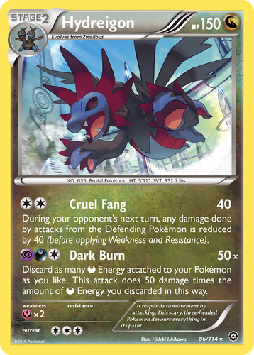 Hydreigon #86 from Steam Siege - Rare Holo - Illustrated by Hideki Ishikawa