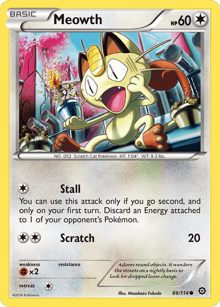 Meowth #88 from Steam Siege - Common - Illustrated by Masakazu Fukuda