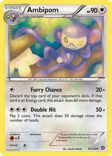 Ambipom #91 from Steam Siege - Uncommon - Illustrated by Atsuko Nishida